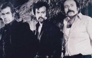 ناصر ملک مطیعی به همراه ایرج قادری و امین امینی در فیلم نقره داغ